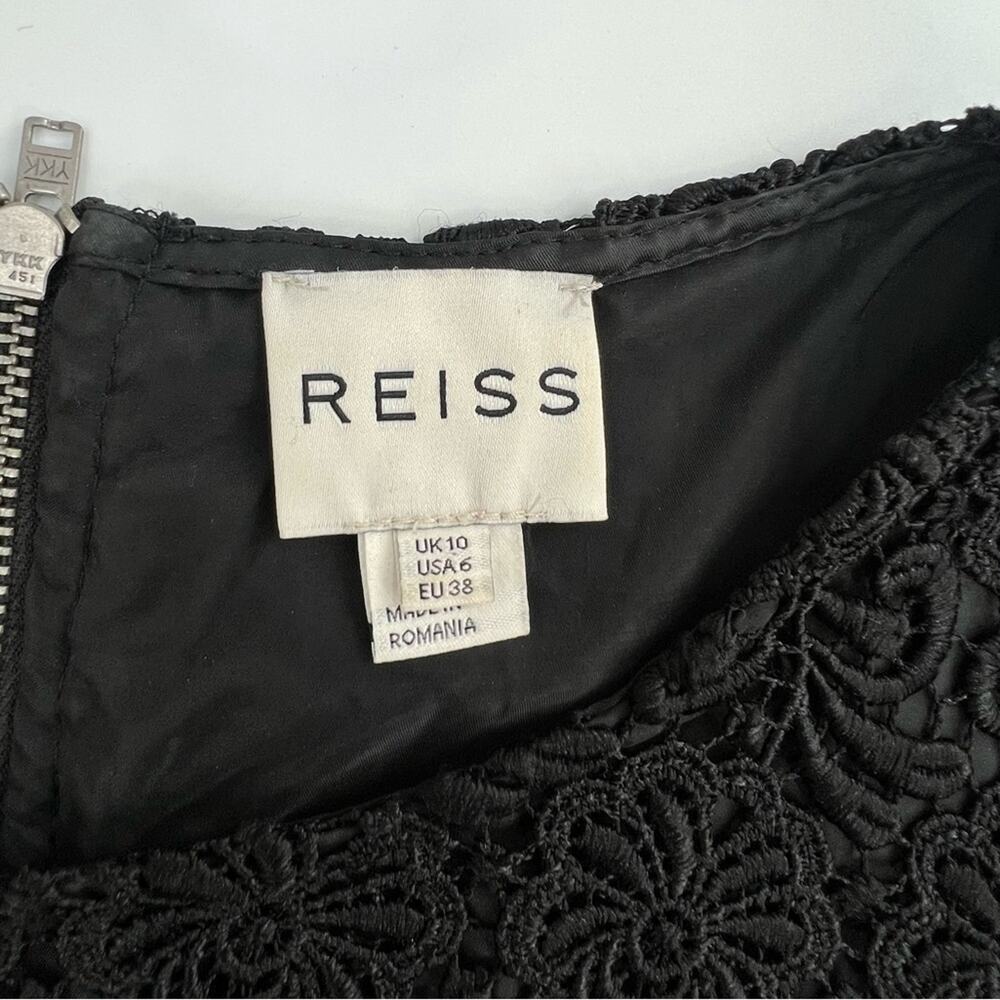 Reiss Swift Guipure Lace shift dress short sleeve little black dress sz 6 - Picture 4 of 8